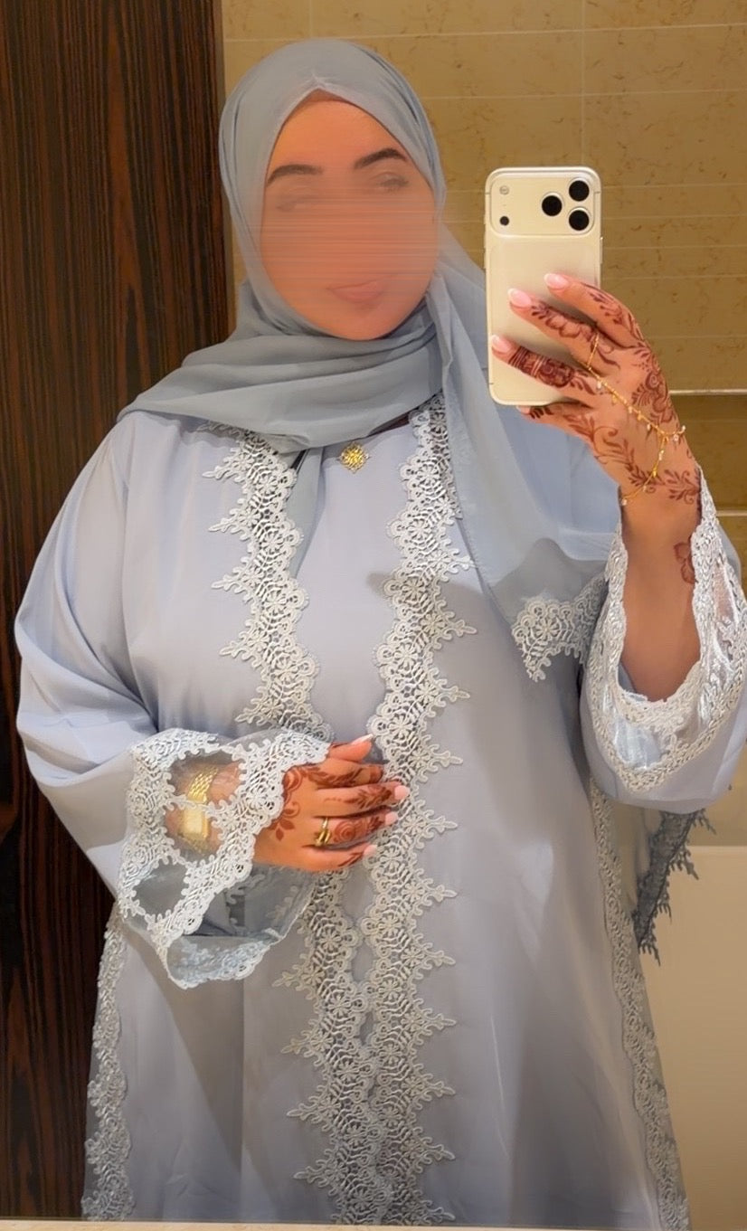 Abaya AMIRA Bleu ciel